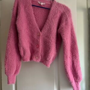 No Boundaries Pink Fuzzy Cardigan